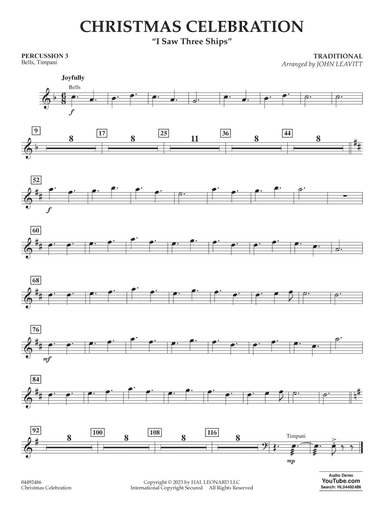 Christmas Celebration ("I Saw Three Ships") (arr. John Leavitt) - Percussion 3