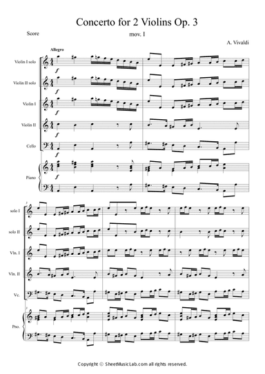 Concerto for 2 Violins in a minor, Op 3, No 8, I.Allegro molto
