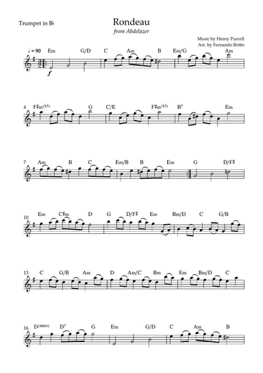 Rondeau (from Abdelazer) for Trumpet in Bb Solo Chords