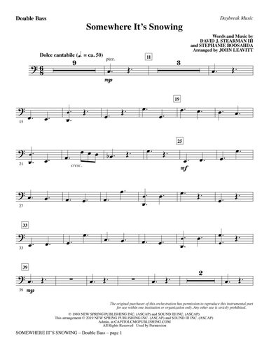 Somewhere It's Snowing (arr. John Leavitt) - Double Bass