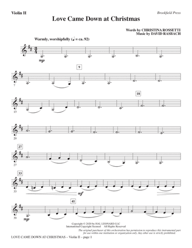 Love Came Down at Christmas - Violin 2