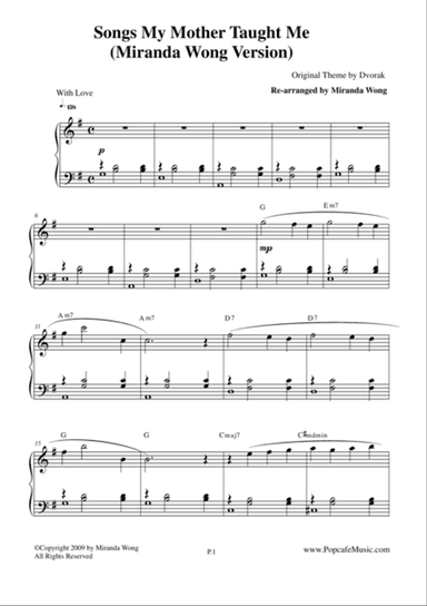 Songs my Mother Taught Me - Romantic Piano Solo