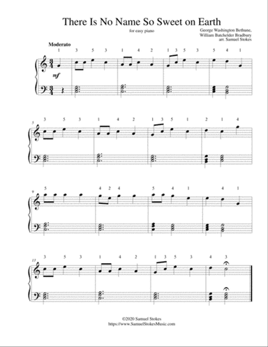 There is No Name So Sweet on Earth (The Sweetest Name) - for easy piano