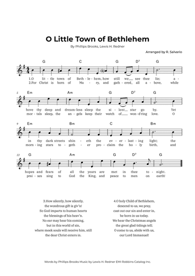O Little Town of Bethlehem (Key of G Major)