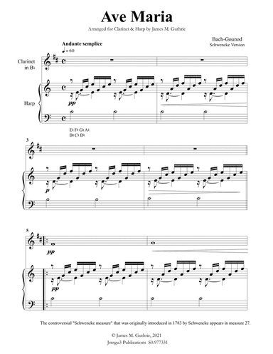 Bach-Gounod: Ave Maria, Schwencke version for Clarinet & Harp
