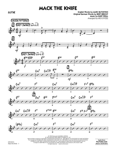 Mack The Knife (arr. Rick Stitzel) - Guitar