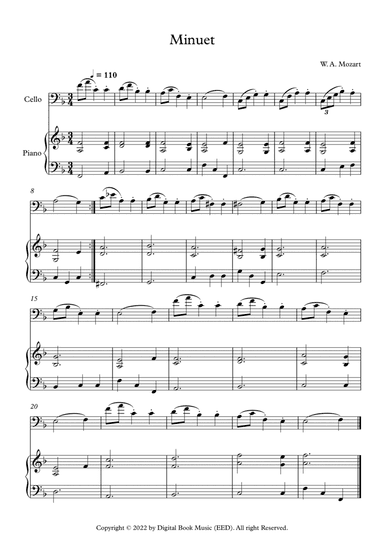 Minuet (In F Major) - Wolfgang Amadeus Mozart (Cello + Piano)