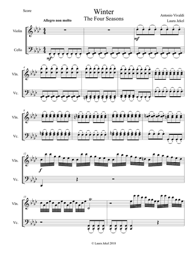 First Movement of Vivaldi's Winter, arranged for Violin and Cello Duet