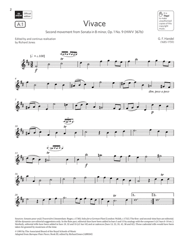 Vivace (from Sonata in B minor, Op.1 No.9)(Grade 5 List A1 from the ABRSM Flute syllabus from 2022)