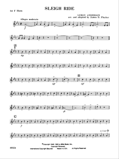 Sleigh Ride: 1st F Horn