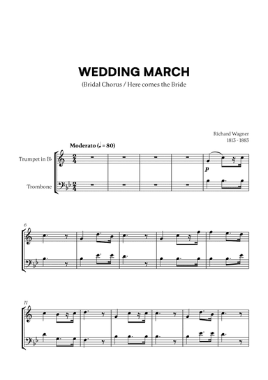 Richard Wagner - Wedding March (Here comes the Bride) (for Trumpet in Bb and Trombone)
