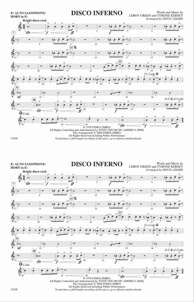 Disco Inferno: E-flat Alto Saxophone