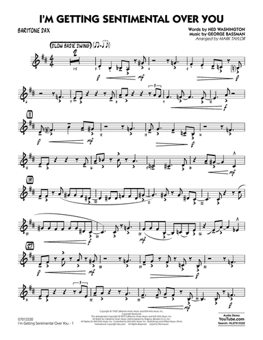 I'm Getting Sentimental Over You (arr. Mark Taylor) - Baritone Sax
