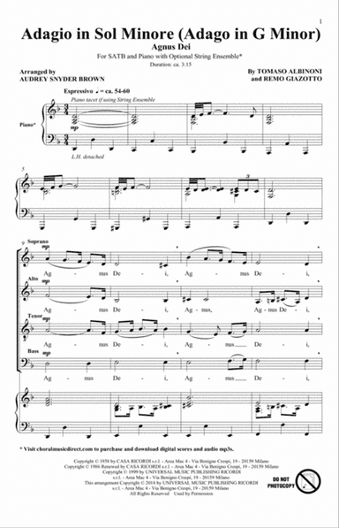 Adagio In Sol Minore (Adagio In G Minor) (arr. Audrey Snyder)
