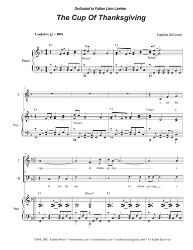 The Cup Of Thanksgiving (Duet for Tenor and Bass solo)