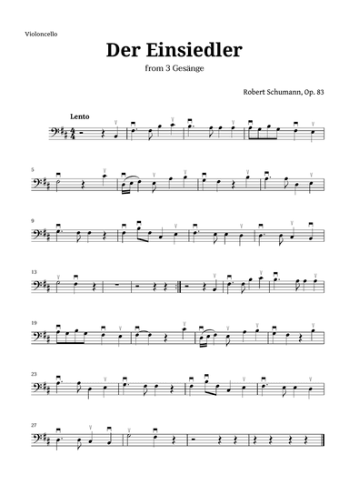 Der Einsiedler by Schumann for Cello