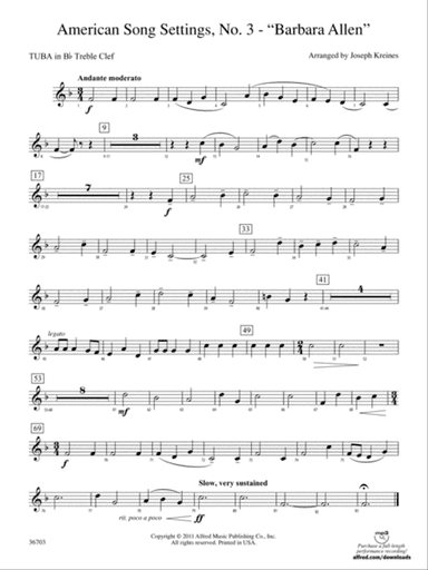 American Song Settings, No. 3 "Barbara Allen": (wp) B-flat Tuba T.C.