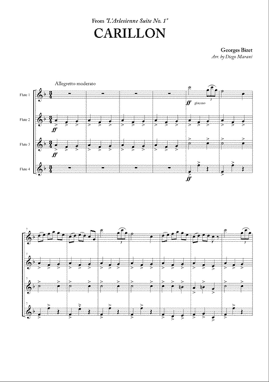 Carillon from "L'Arlesienne Suite No. 1" for Flute Quartet