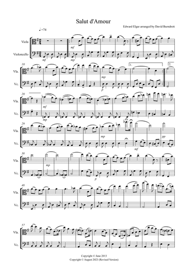 Salut d' Amour for Viola and Cello Duet