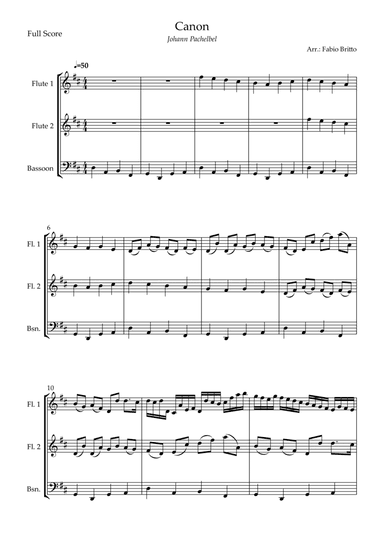 Canon - Johann Pachelbel (Wedding/Reduced Version) for Woodwind Trio