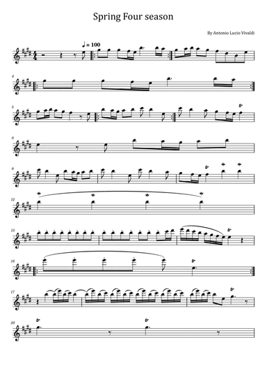 Spring Four seasons - Vivaldi - For Violin Solo