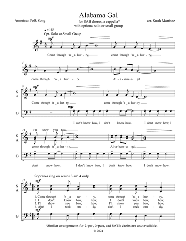 Alabama Gal / Come Through in a Hurry (SAB, a cappella)