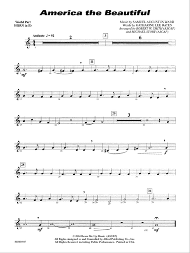 America, the Beautiful: WP 1st Horn in E-flat
