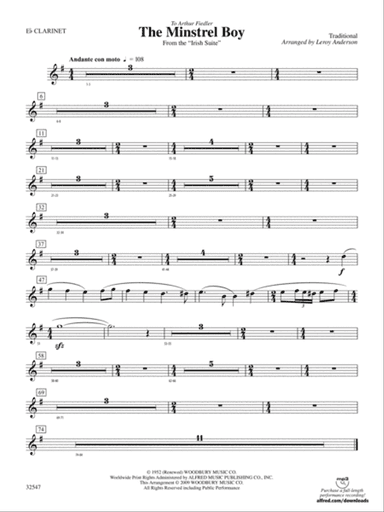 The Minstrel Boy (from the Irish Suite): E-flat Soprano Clarinet