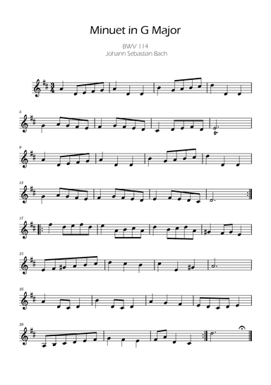 Bach Minuet in G major for French Horn F