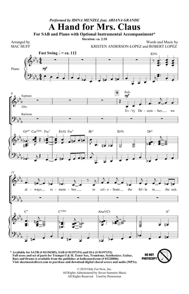 A Hand For Mrs. Claus (arr. Mac Huff)