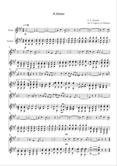 Arioso, George Frideric Handel, For Flute & Guitar
