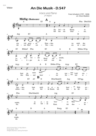 An Die Musik - Lead Sheet - A Major