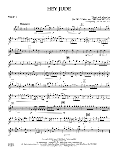 Hey Jude (arr. Larry Moore) - Violin 1