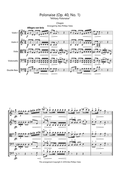 "Military" Polonaise Op. 40 No. 1 (String Orchestra or String Quartet)