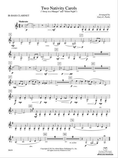 Two Nativity Carols: B-flat Bass Clarinet