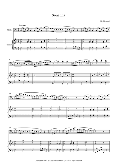 Sonatina (In C Major) - Muzio Clementi (Cello + Piano)