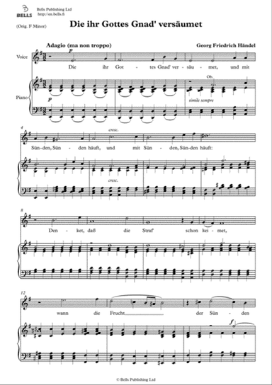 Die ihr Gottes Gnad' versaumet (E minor)