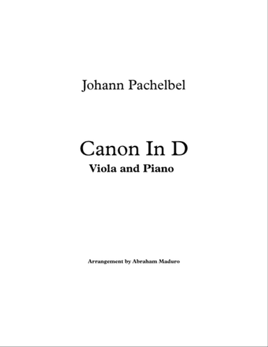 Pachelbel`s Canon In D Viola and Piano