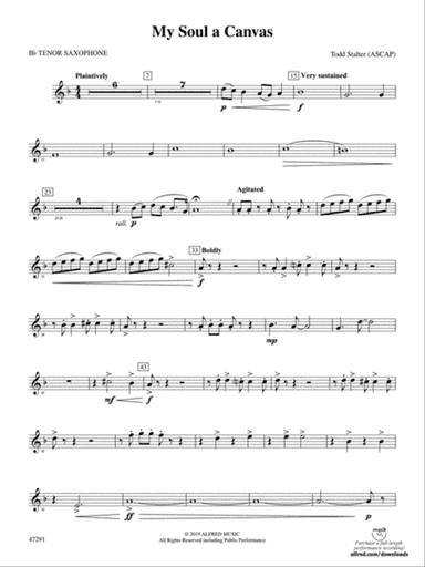 My Soul a Canvas: B-flat Tenor Saxophone