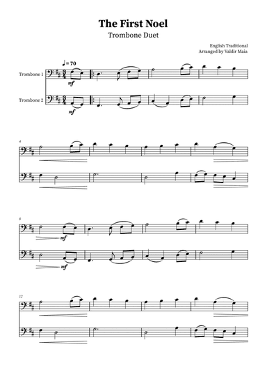 The First Noel - Trombone Duet