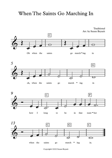 When the Saints Go Marching (with Big Notes)