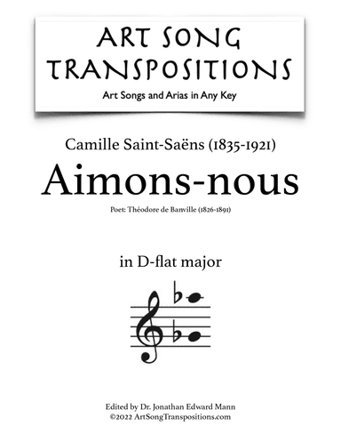 SAINT-SAËNS: Aimons-nous (transposed to D-flat major)