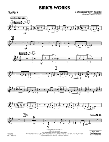 Birk's Works (arr. Rick Stitzel) - Trumpet 3