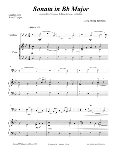 Telemann: Sonata in Bb Major for Trombone & Piano