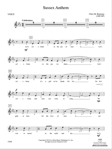 Sussex Anthem: Vocals