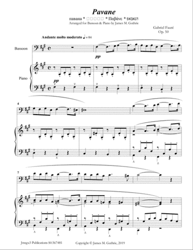 Fauré: Pavane Op. 50 for Bassoon & Piano