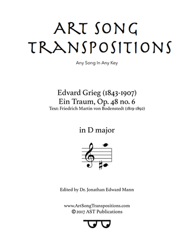 GRIEG: Ein Traum, Op. 48 no. 6 (transposed to D major)