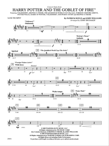 Harry Potter and the Goblet of Fire,™ Concert Suite from: 3rd B-flat Trumpet