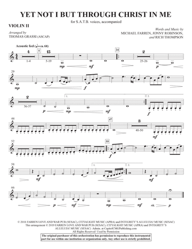 Yet Not I But Through Christ in Me (arr. Thomas Grassi) - Violin 2
