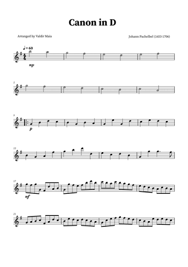 Canon in D - Alto Recorder Solo